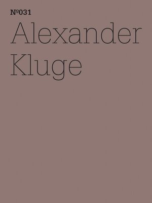 cover image of Alexander Kluge
